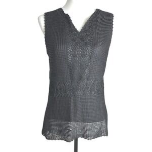 Axcess by Liz Claiborne Black Sheer Mesh Tank Top